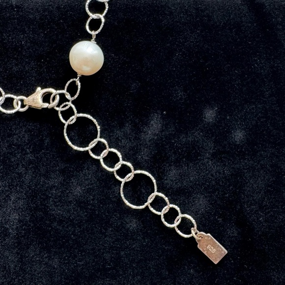 Stylish Handcrafted Silver Necklace with Black, White, and Crystal Beading - Picture 6 of 6